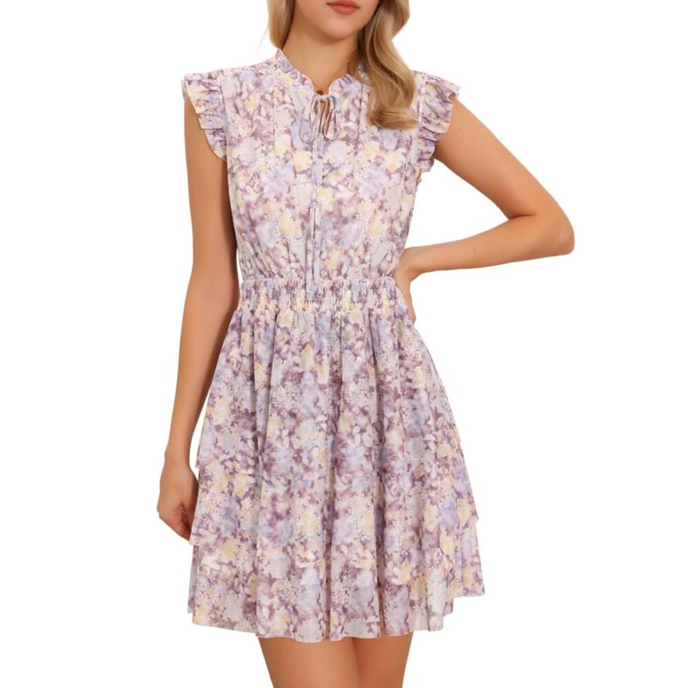 OFFERS OPEN! Women’s medium Allegra K Lavender Floral Ruffle-Sleeve Sundress